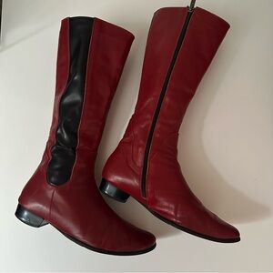 Vintage Red & Black Knee-High Boots – Size EU 39/USA 8-8.5